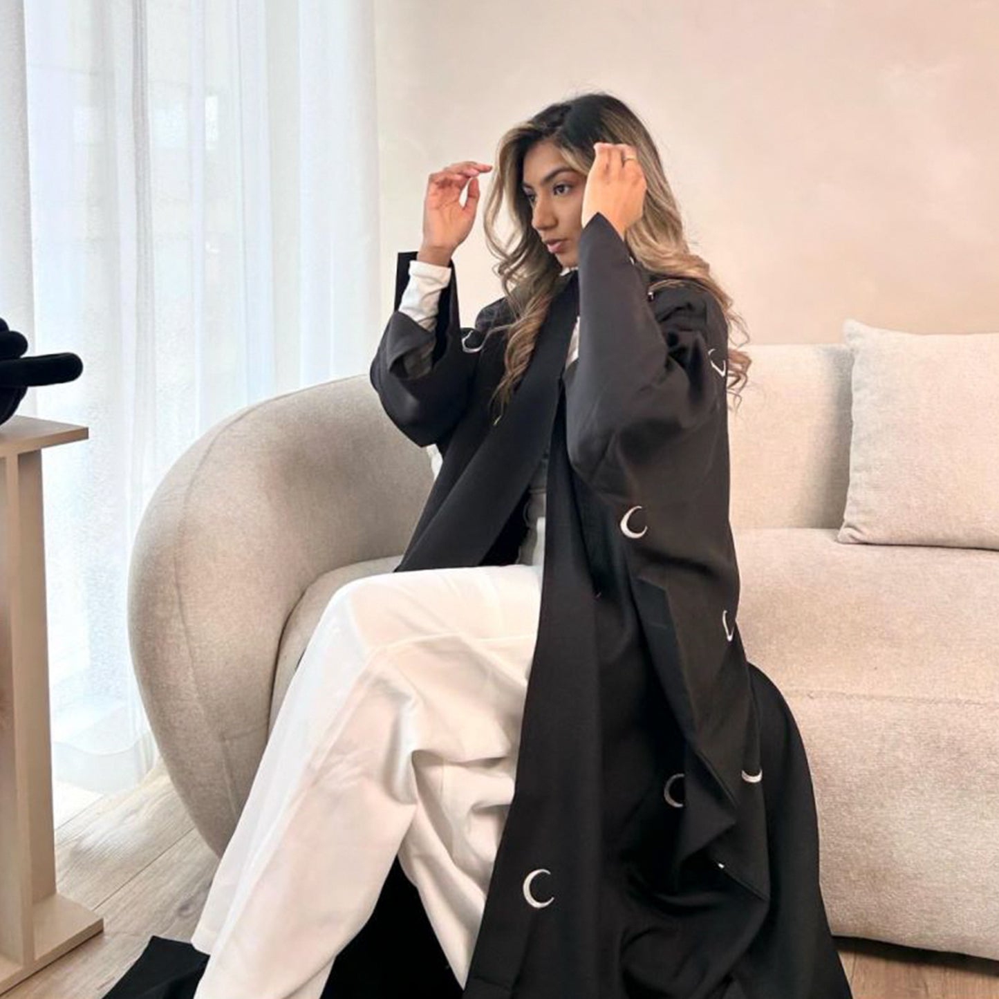 Dubai Middle East Turkey Dubai Moon Embroidery Elegant Cardigan Robe