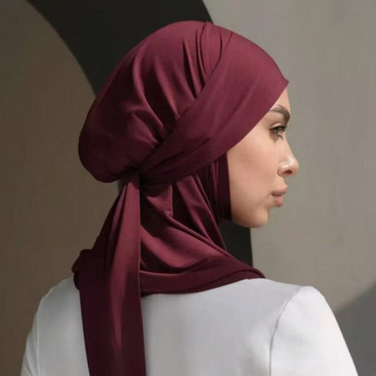 Solid Color Convenient Strap Headscarf Suit