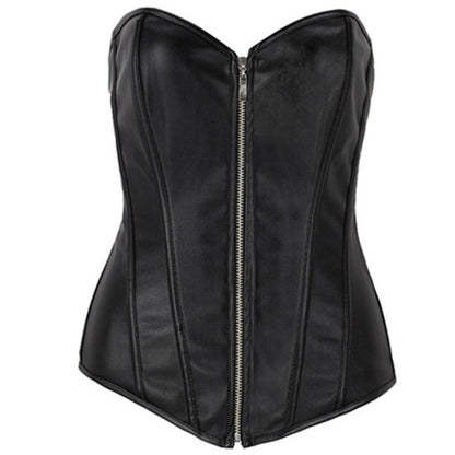 Poly Urethane Leather Court Corset Zip Tight Corset Corset