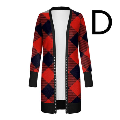 Christmas Print Fashion Long-sleeved Cardigan Women