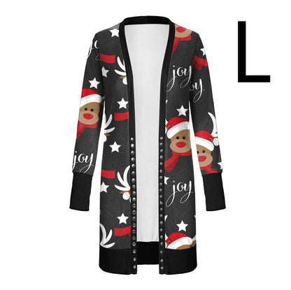 Christmas Print Fashion Long-sleeved Cardigan Women