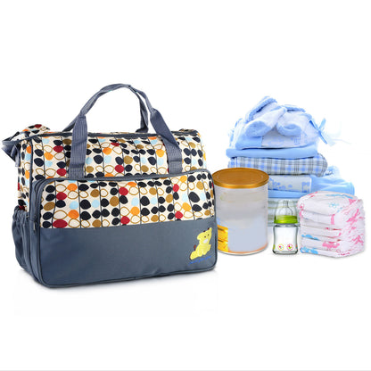 5PCS Per Set Baby Nappy Diaper Bags Set Mummy Diaper Shoulder Bags WithNappy Changing Pad Insulated Pockets Travel Tote Bags For Mom Dad