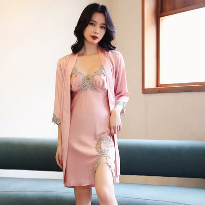 Spring And Autumn Sexy Pajamas Women Summer Two-piece Sling Chest Pad