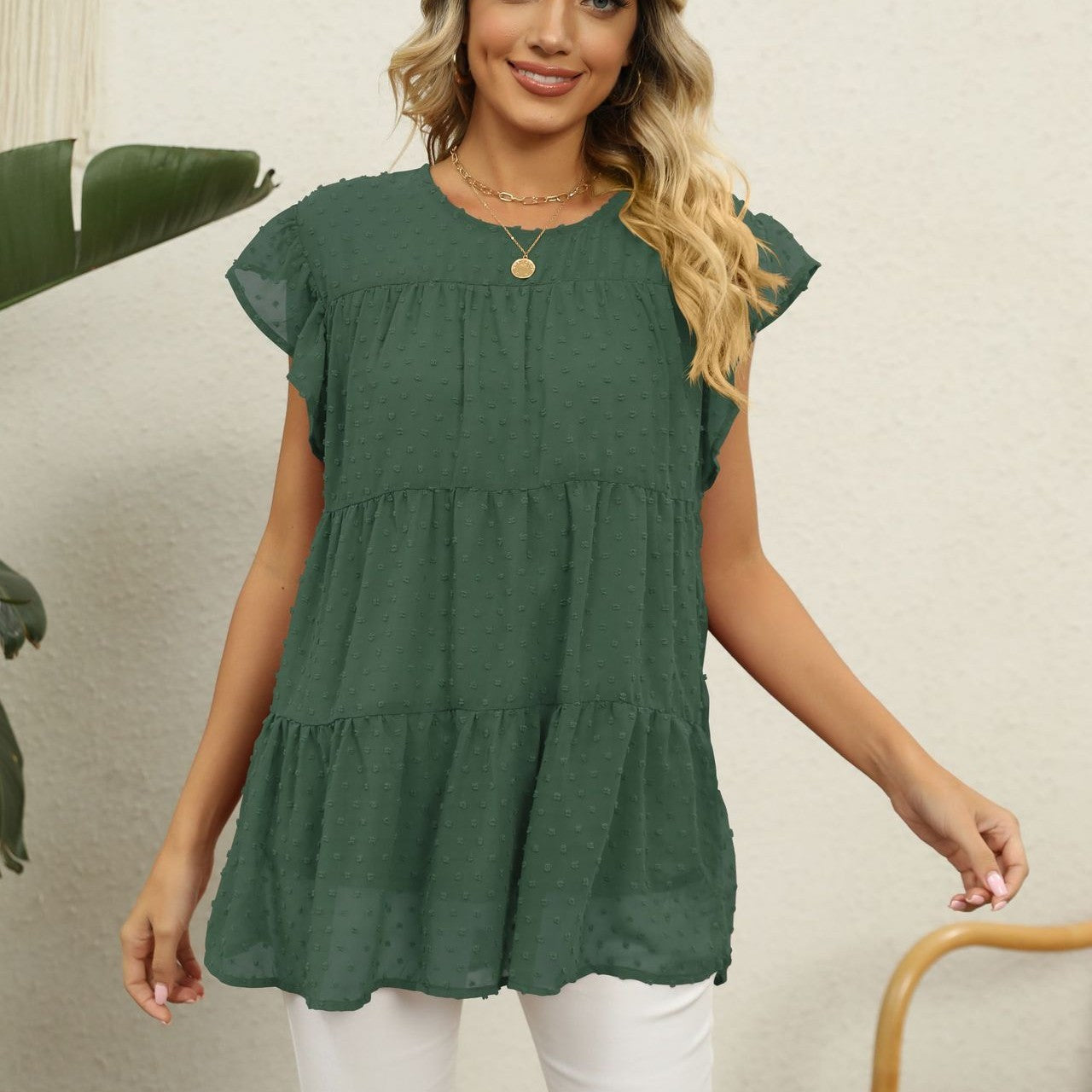 Loose Casual And Comfortable Stitching Fashion Short Sleeve Top