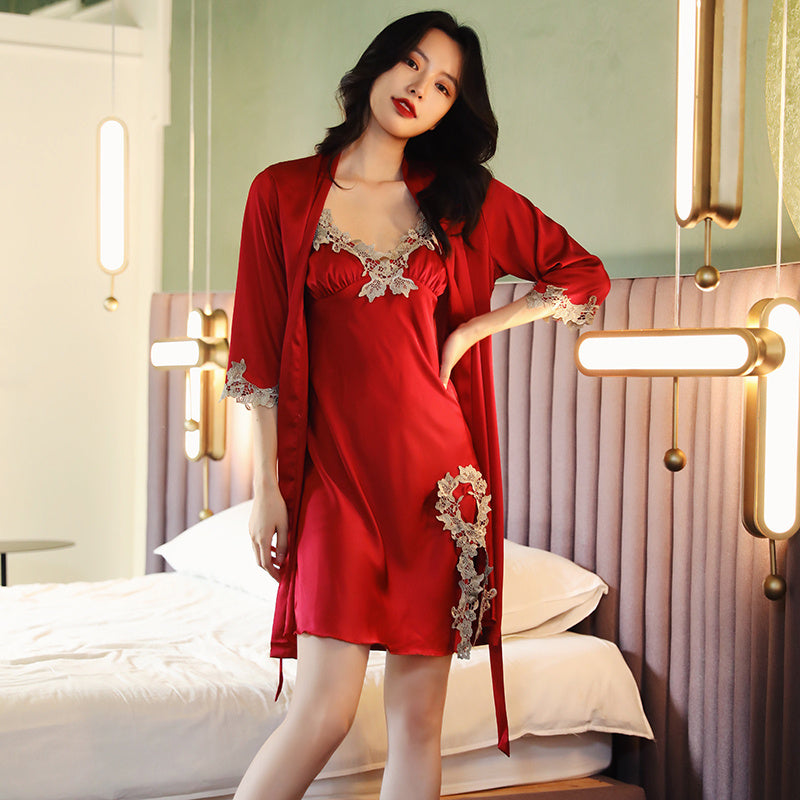 Spring And Autumn Sexy Pajamas Women Summer Two-piece Sling Chest Pad