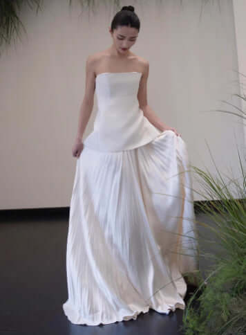 Morning Gowns Female Niche Satin Graceful Tube Top White Engagement Dress