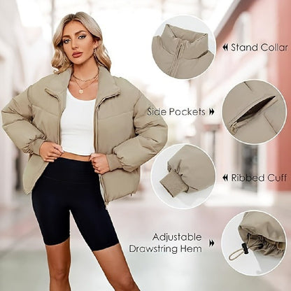 Women's Lightweight Quilted Down Jacket Casual Long Sleeve