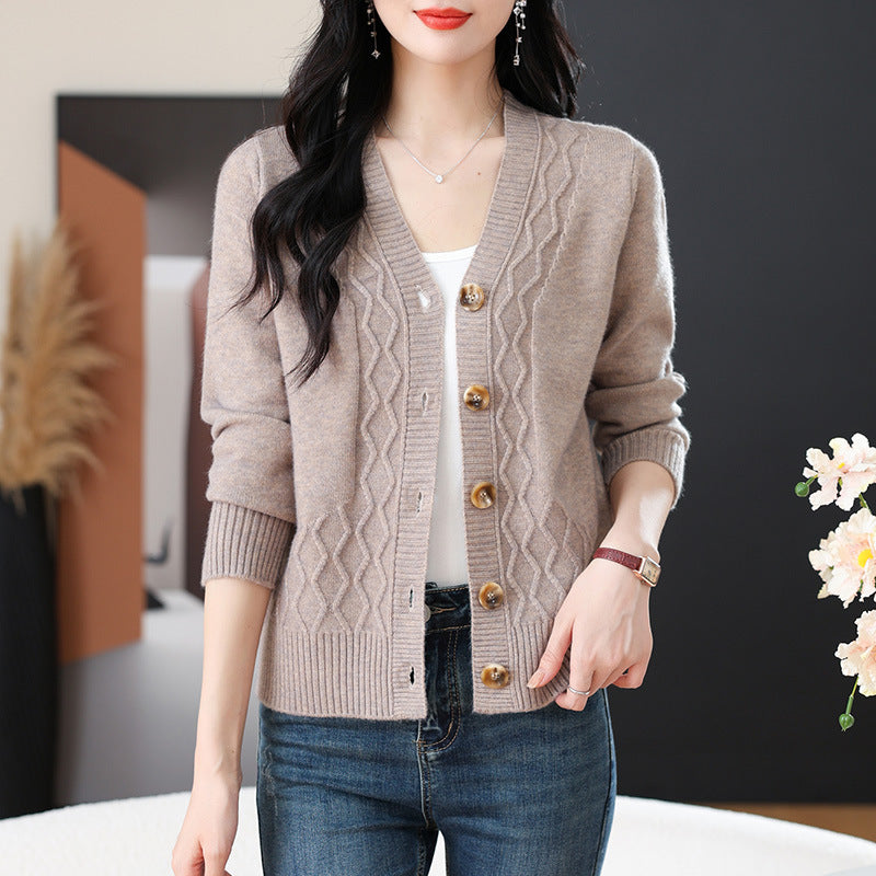 Spring And Autumn Outer Wear Cropped Sweater Coat Women