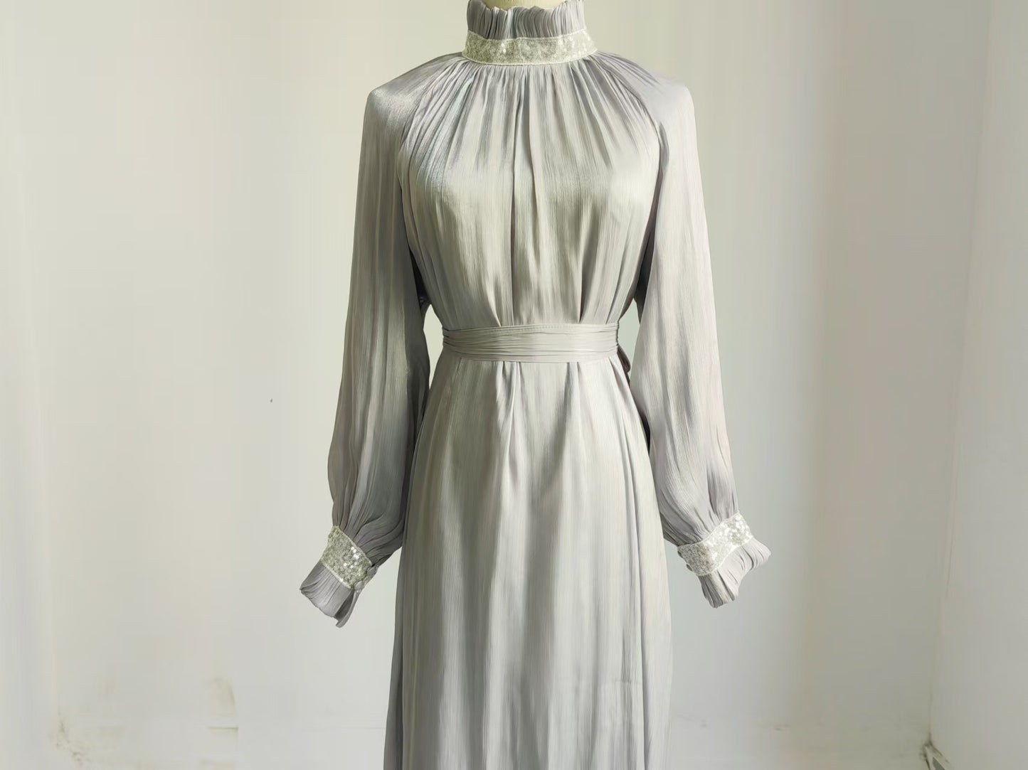 Turkey Dubai Exquisite Pure Color Tied Dress