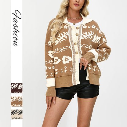 Fashion Loose Square Collar Button Sweater