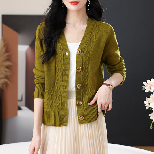 Spring And Autumn Outer Wear Cropped Sweater Coat Women