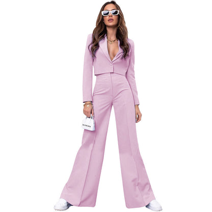 Fashion High Waist Wide Leg Pants Suit