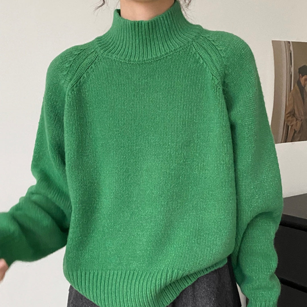 Autumn And Winter Solid Color Half Turtleneck Split Sweater