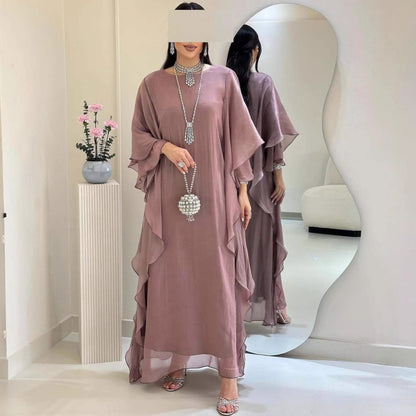 Women's Solid Color Loose Casual Dubai Cardigan Robe Dress
