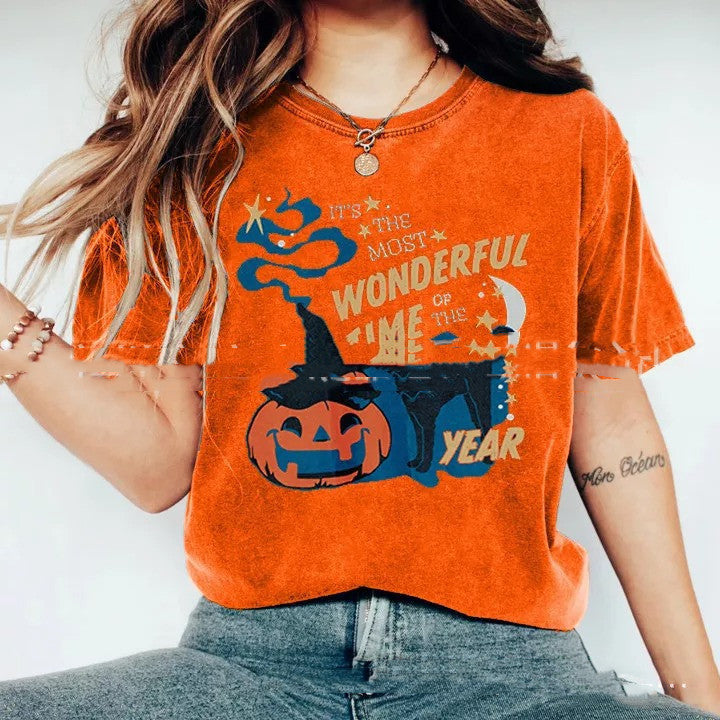 Halloween Printed Loose Round Neck Summer T-shirt