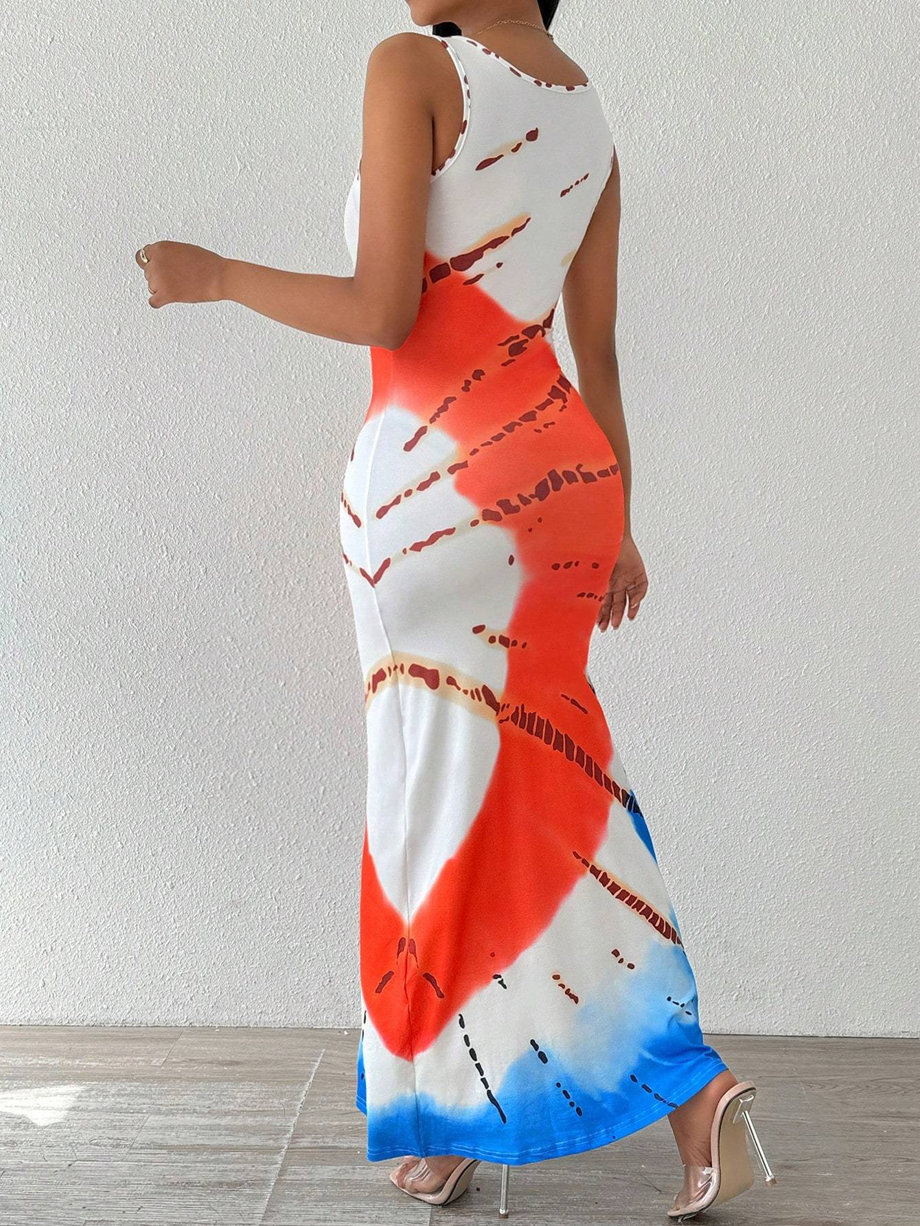 Women Fashionable Long Dress With Waistline Maxi Women Outfit