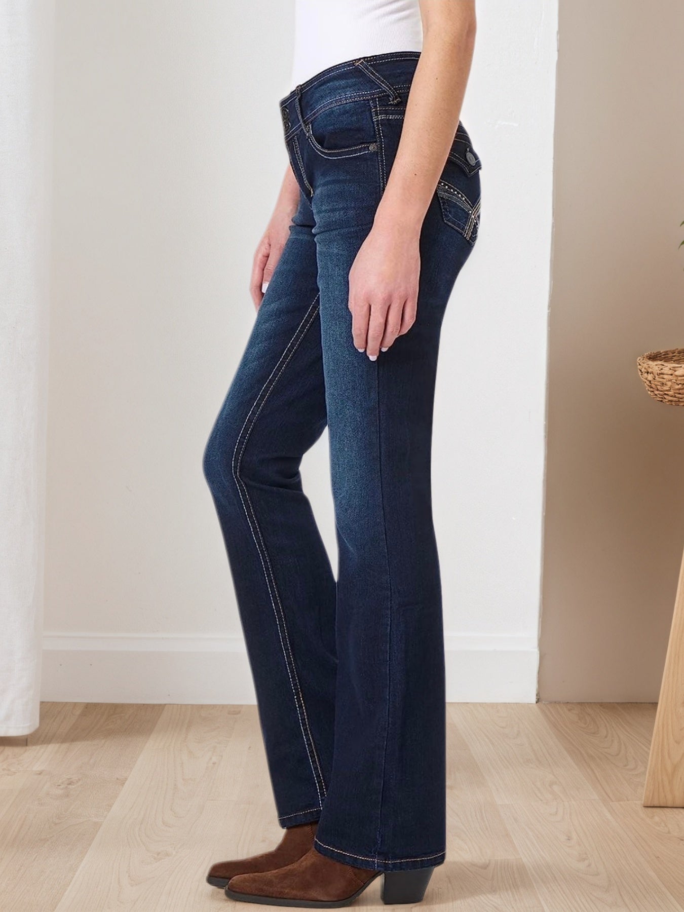 New Super Elastic Embroidered Pocket Jeans - Comfortable, Casual, And Fashionable, With Classic Button Closure Design - Retro Navy Blue, Perfect Choice For All Seasons