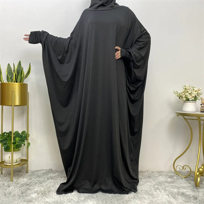 Middle East Women's Traditional Solid Color Long Sleeve Loose Robe Abaya