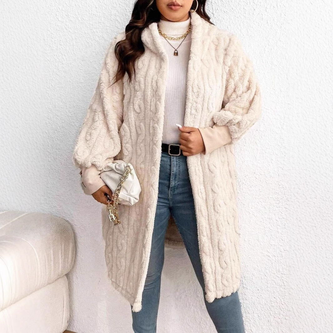 Coral Fleece Thickened Plus-size Woolen Coat