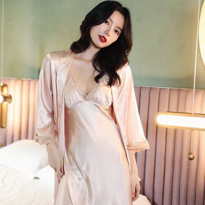 Spring And Autumn Sexy Pajamas Women Summer Two-piece Sling Chest Pad