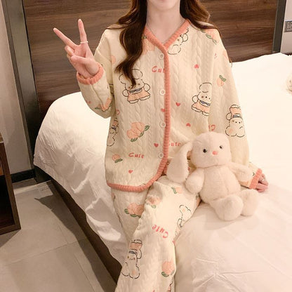 Air Cotton Sandwich Pajamas Sweet Small Cherry Homewear