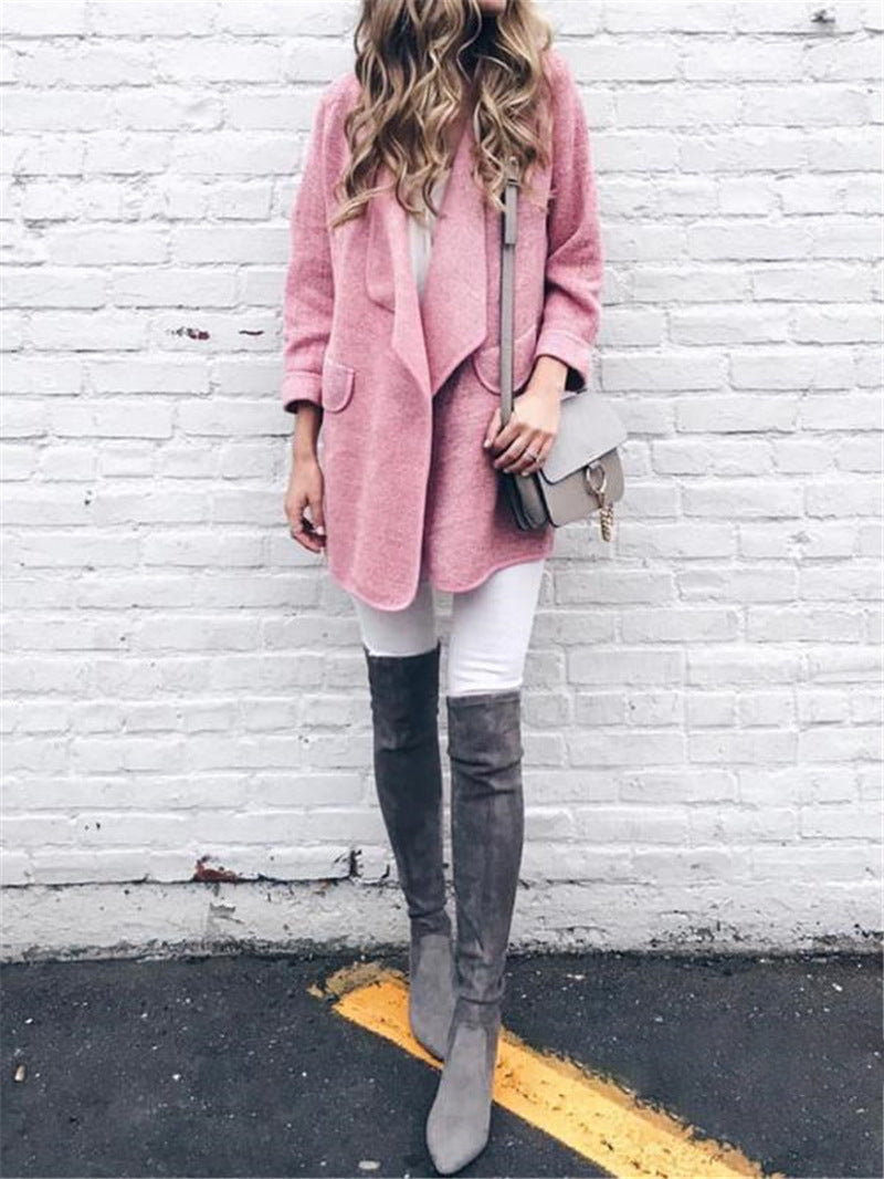  Trendy long-sleeve cardigan top for women, perfect for layering.     