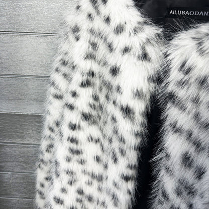 Fur Black And White Spots Women's Short Coat