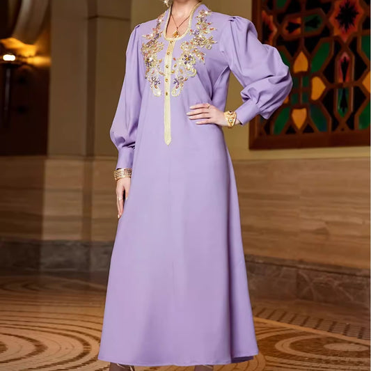Dubai Robe Refined Handmade Lace Applique Dress