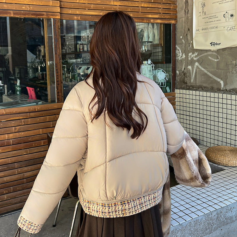 Stitching Cold Protective Clothing Western Style Slimming Warm Short Coat