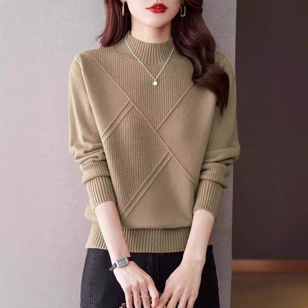 Autumn And Winter New Half Turtleneck Loose Inner Wear Sweater For Women