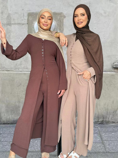 Dubai Turkey Casual Solid Color Two-piece Set
