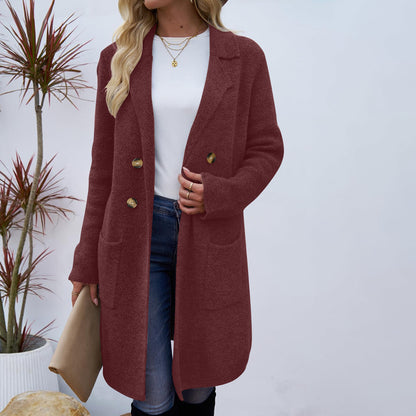 Women's Fashionable All-match Mid-length Woolen Coat Suit Jacket