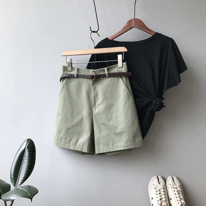 Korean Style Elastic Waist Loose Wide Leg Casual Shorts