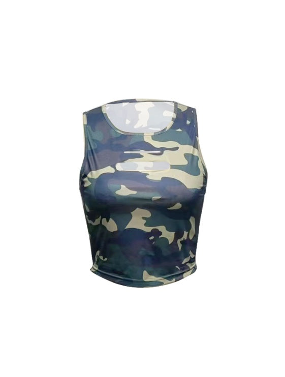 Ladies' Camouflage Chest Hollow Out Fashionable Slimming Camisole Vest