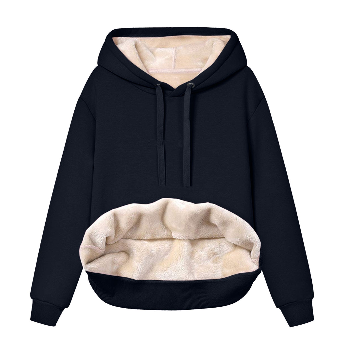 Solid Color Hooded Drawstring Sweatshirt