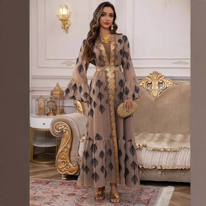 Middle East Arab Dubai Robe Mesh Embroidery Dress