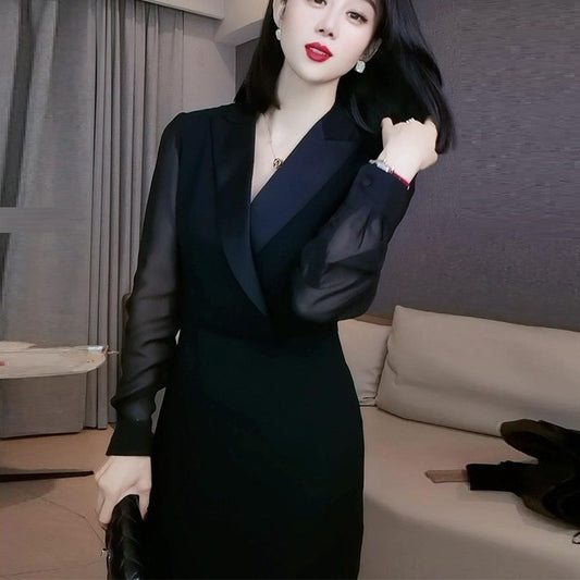 French Style Elegant Lady Hepburn Style Adult Lady Like Woman Young Black Dress