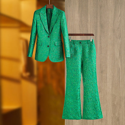 Green Three-dimensional Embroidered Suit Costume Suit