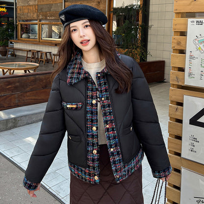 Stitching Cold Protective Clothing Western Style Slimming Warm Short Coat