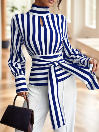 Ladies' Striped Long-sleeved Top