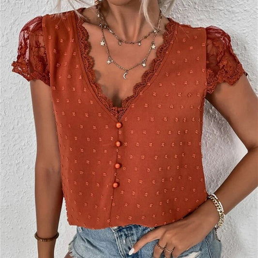 European And American Women's Clothing V-neck Shirt Women