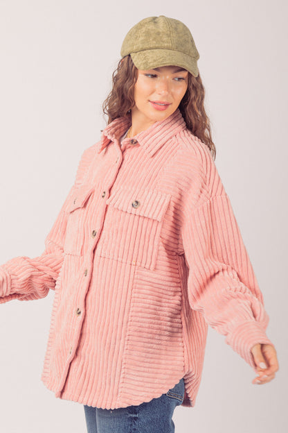 Women's Fashion Big Pit Strip Large Pocket Shirt Coat