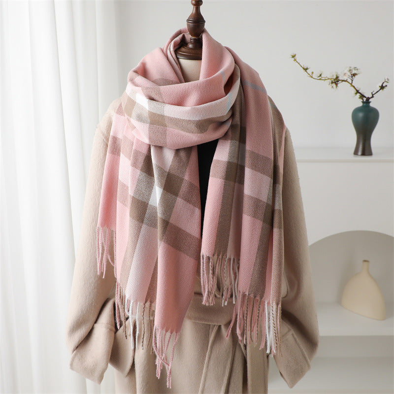Cashmere-like Plaid Warm Shawl Scarf Unisex All-matching