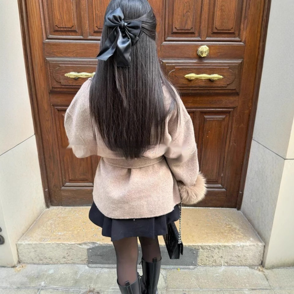 Furry Sleeves Overcoat Long Coat