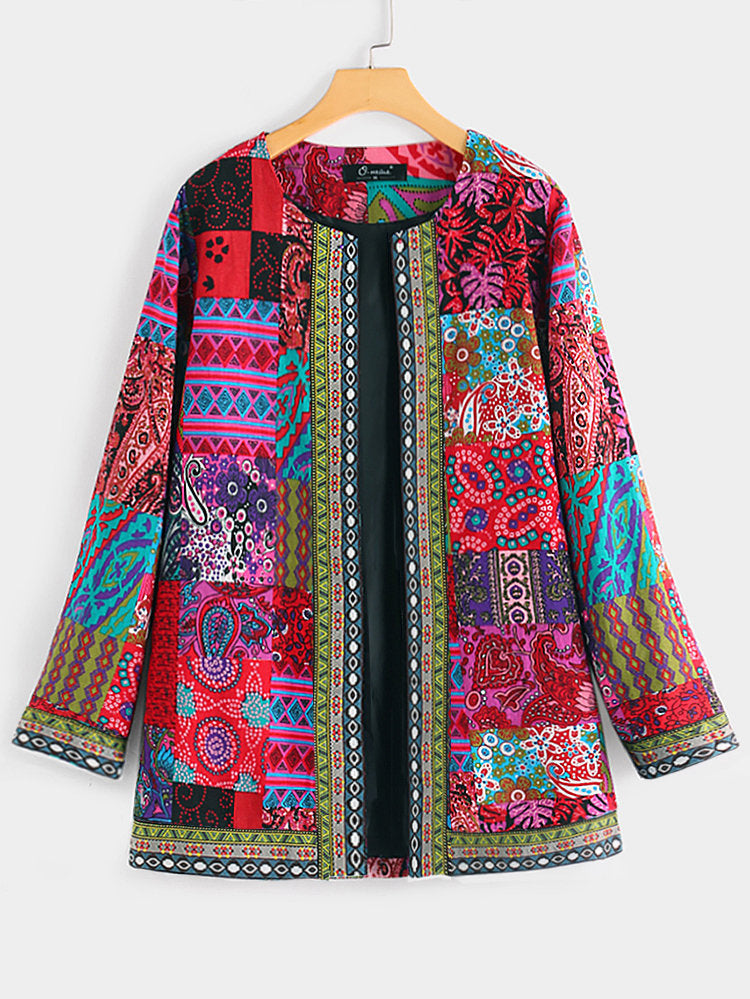 Printed Loose Long Sleeve Jacket Cardigan