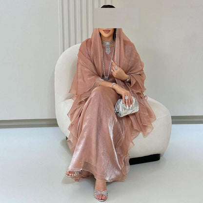 Women's Solid Color Loose Casual Dubai Cardigan Robe Dress