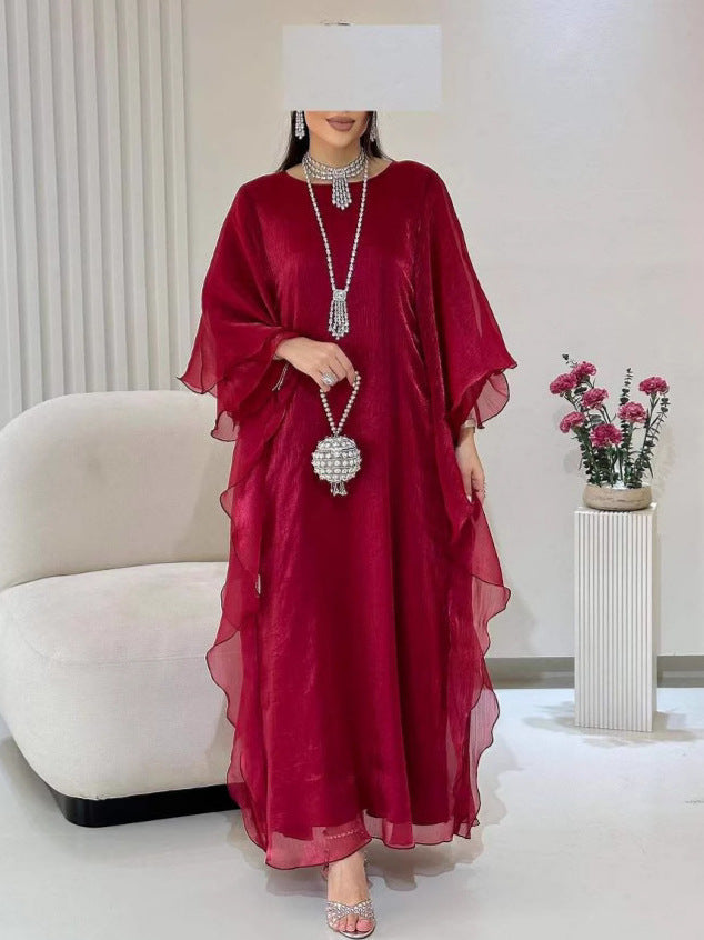 Women's Solid Color Loose Casual Dubai Cardigan Robe Dress