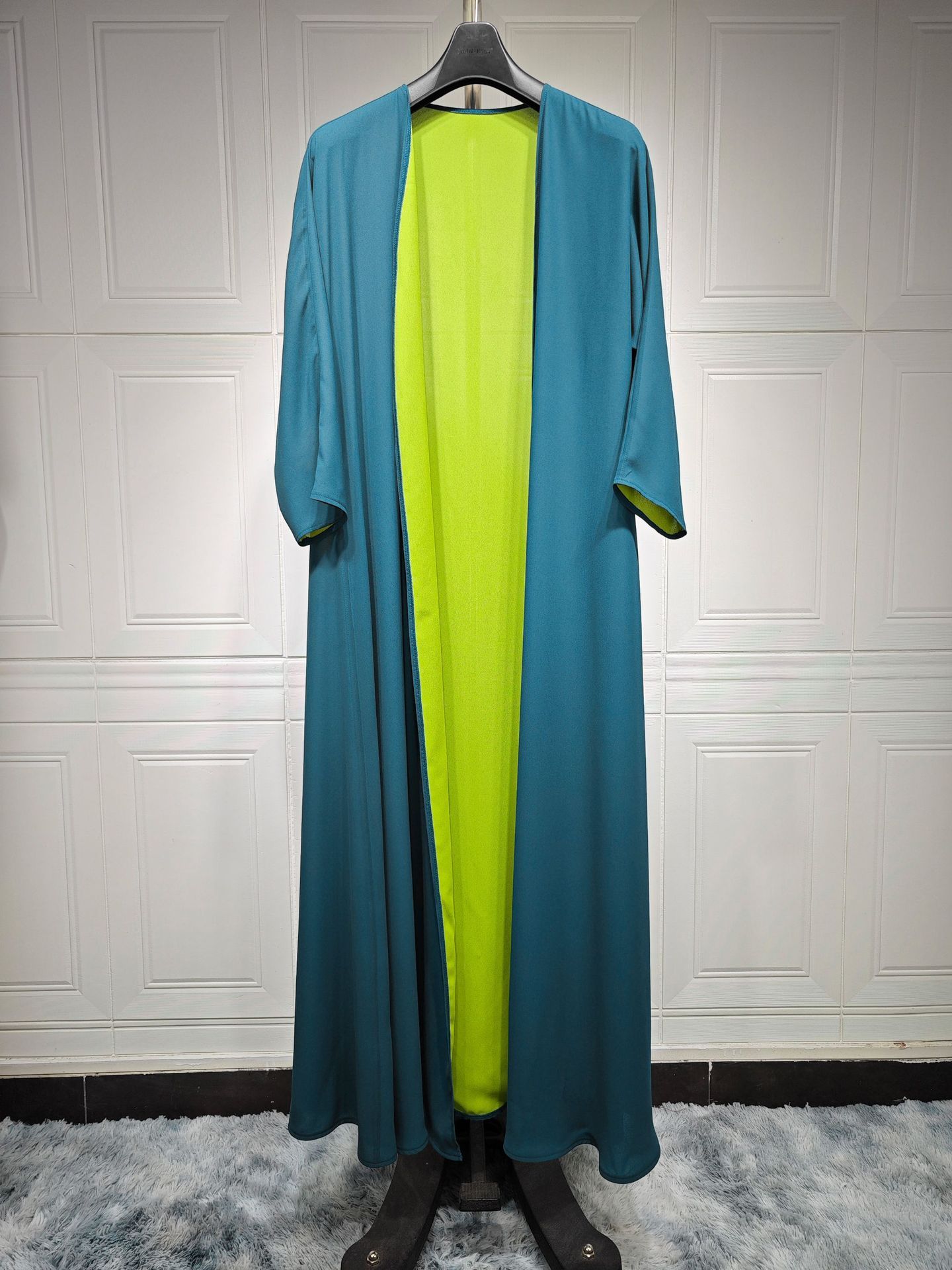 Multi-color Coat Dubai Arabic Chiffon Dress Solid Color Robe