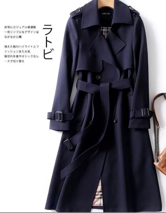 Double-breasted Mid-length Tie Trench Coat