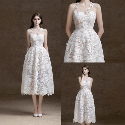 New Three-dimensional White Lace Dress Women